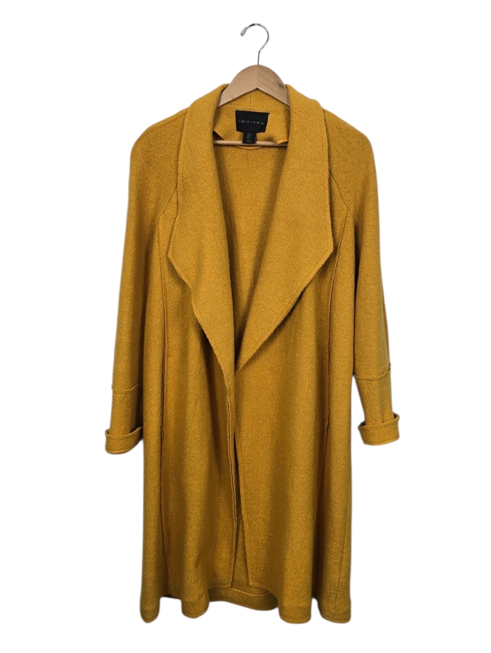 Tahari Drape Front Wool Blend Marigold Shawl Collar Coat Jacket Small - Picture 2 of 10